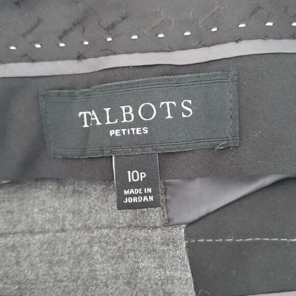 TALBOTS | Heritage Classic Wool Blend Straight Leg Dress Pants Solid Grey 10 P - Picture 9 of 11